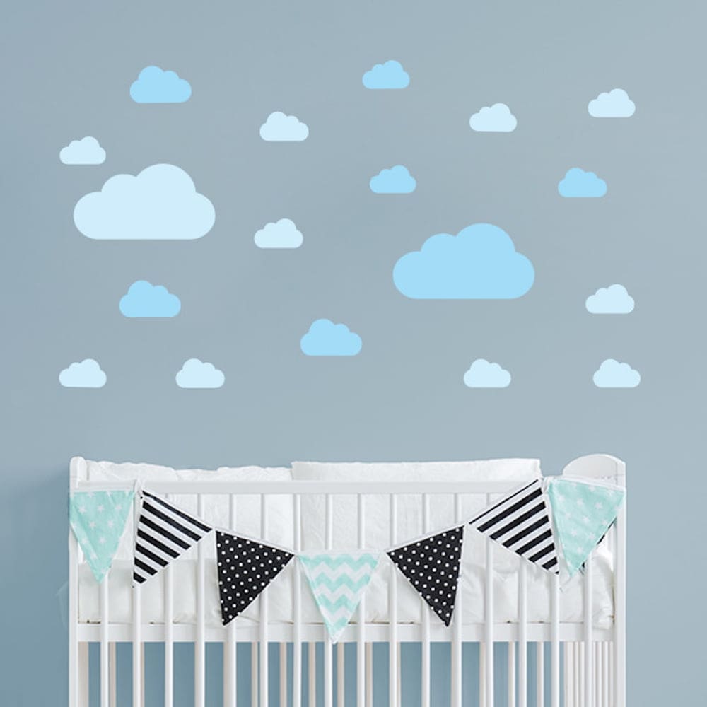 Adesivo de Parede Infantil Nuvens Tons de Azul