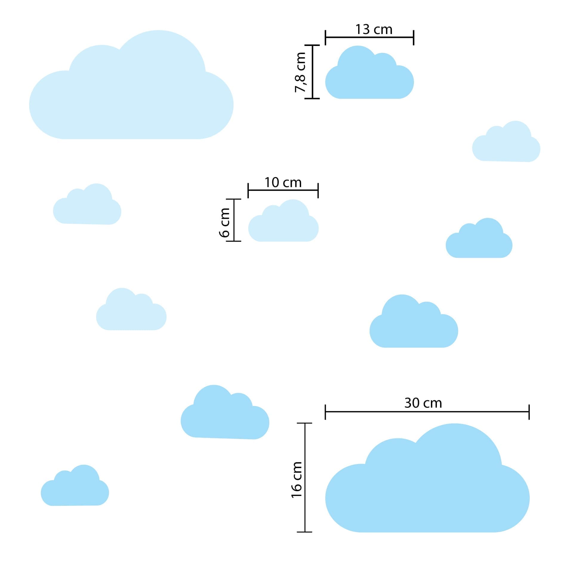 Adesivo de Parede Infantil Nuvens Tons de Azul