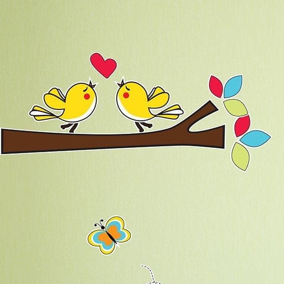 Adesivo de Parede Quarto Infantil Galhos Pássaros e Ninho