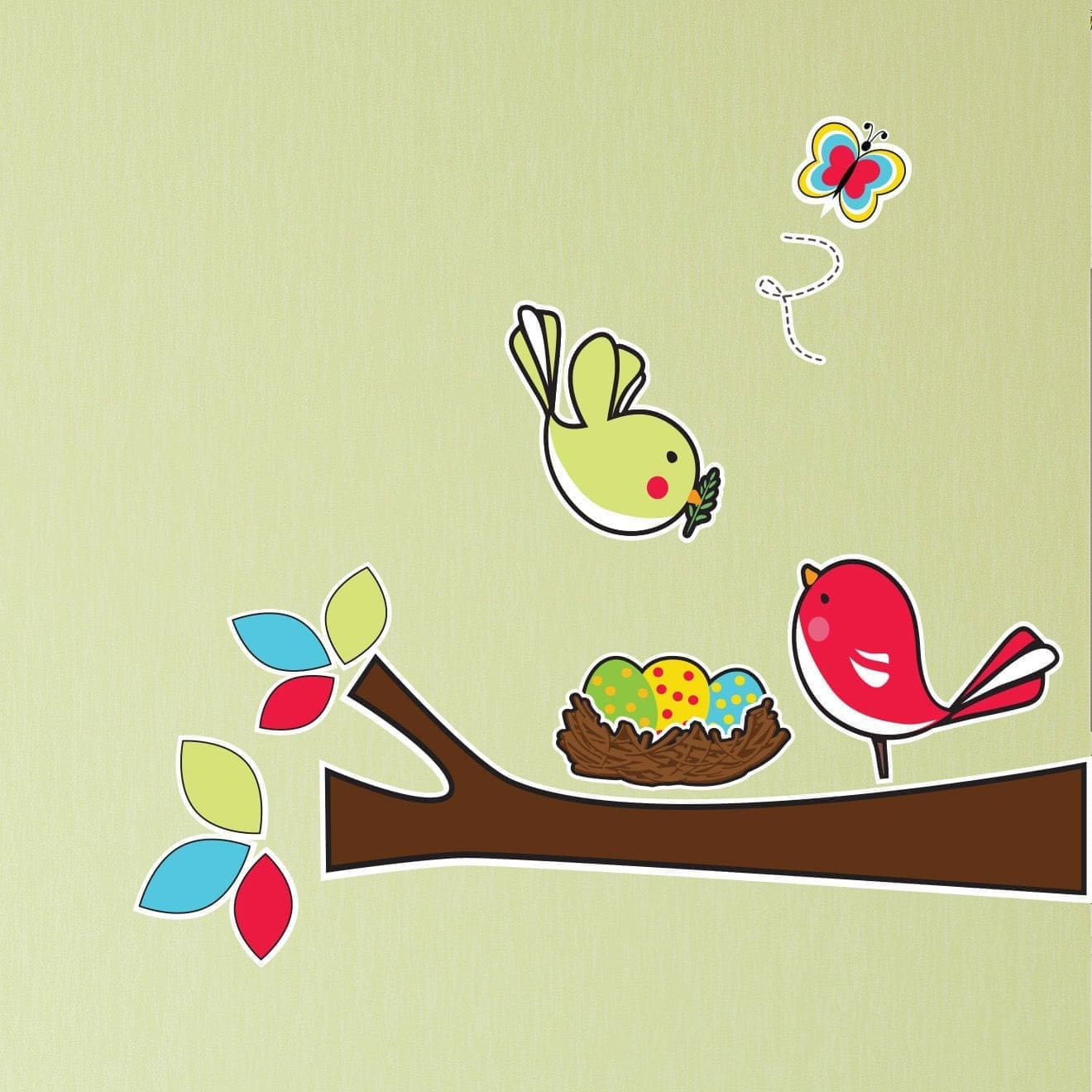 Adesivo de Parede Quarto Infantil Galhos Pássaros e Ninho