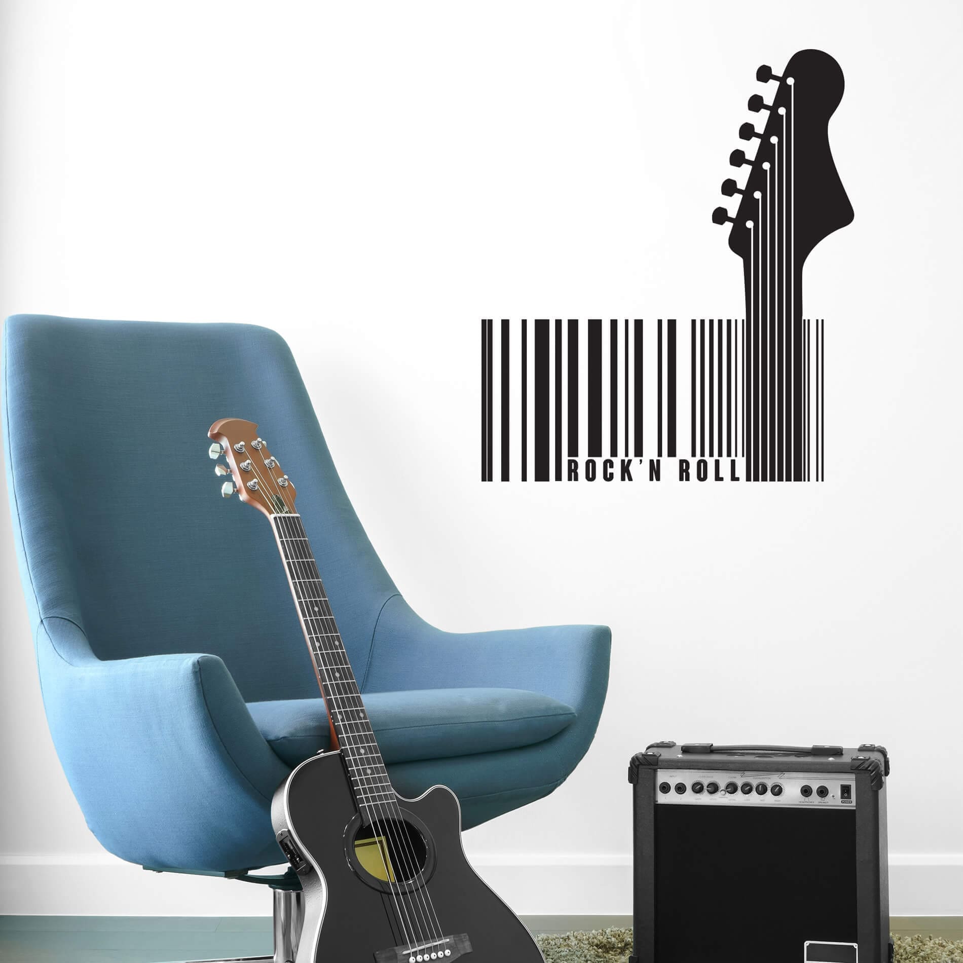 Adesivo de Parede Frase Rock and Roll 50x58cm