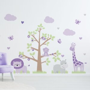 Adesivo de Parede Infantil Safari Menina Lilas