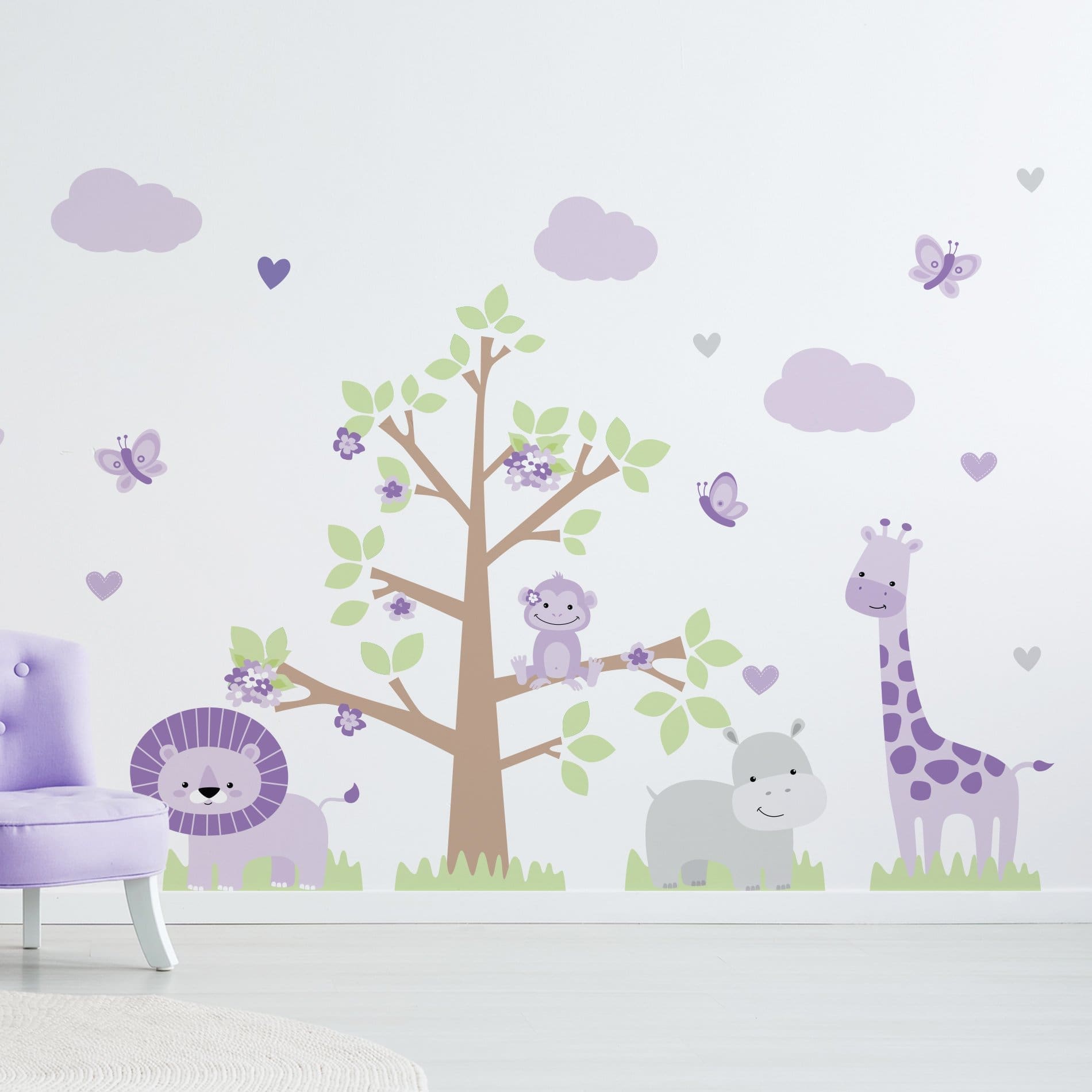 Adesivo de Parede Infantil Safari Menina Lilas