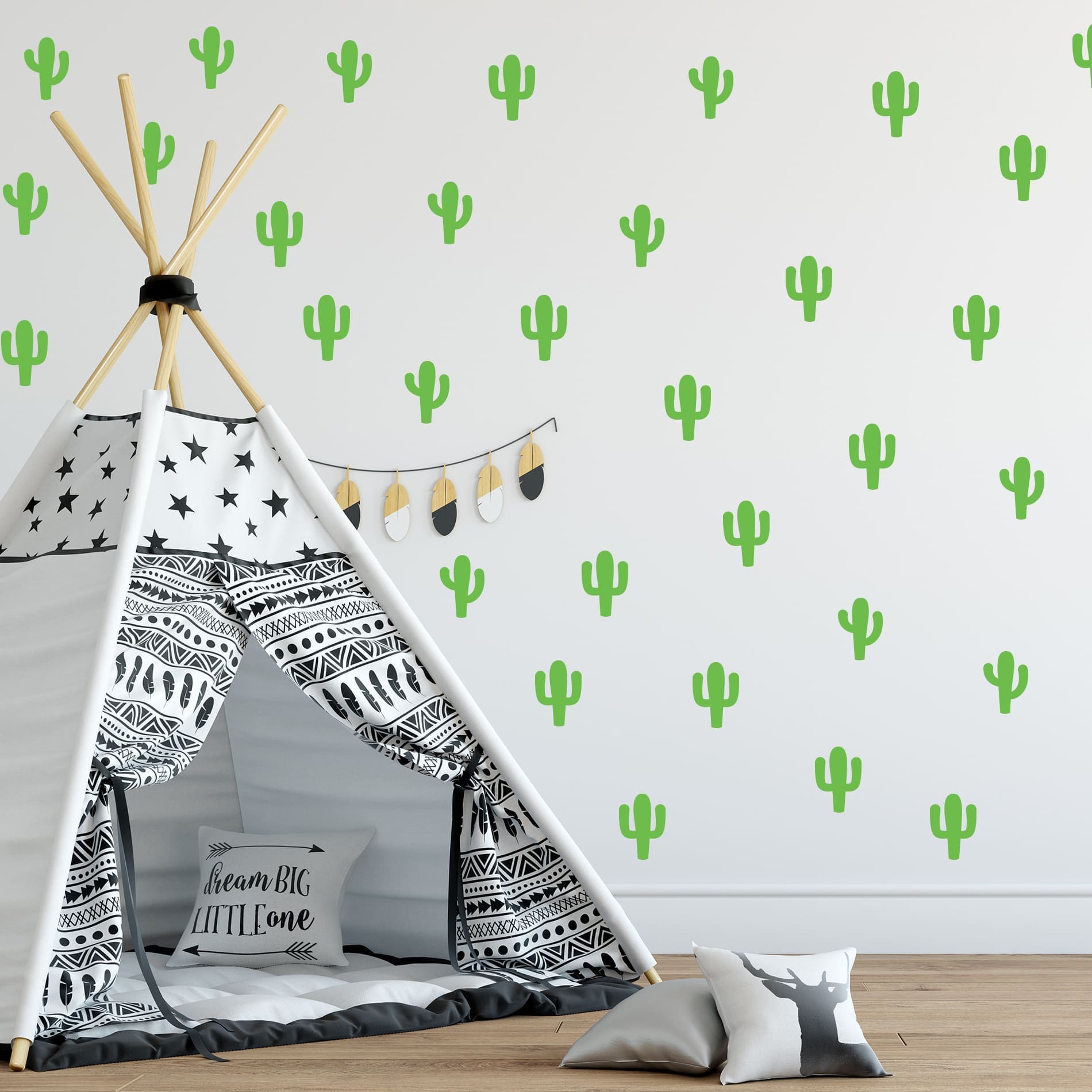 Adesivo de Parede Infantil Cactos 60un 6x9cm