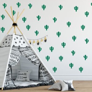Adesivo de Parede Infantil Cactos 60un 6x9cm