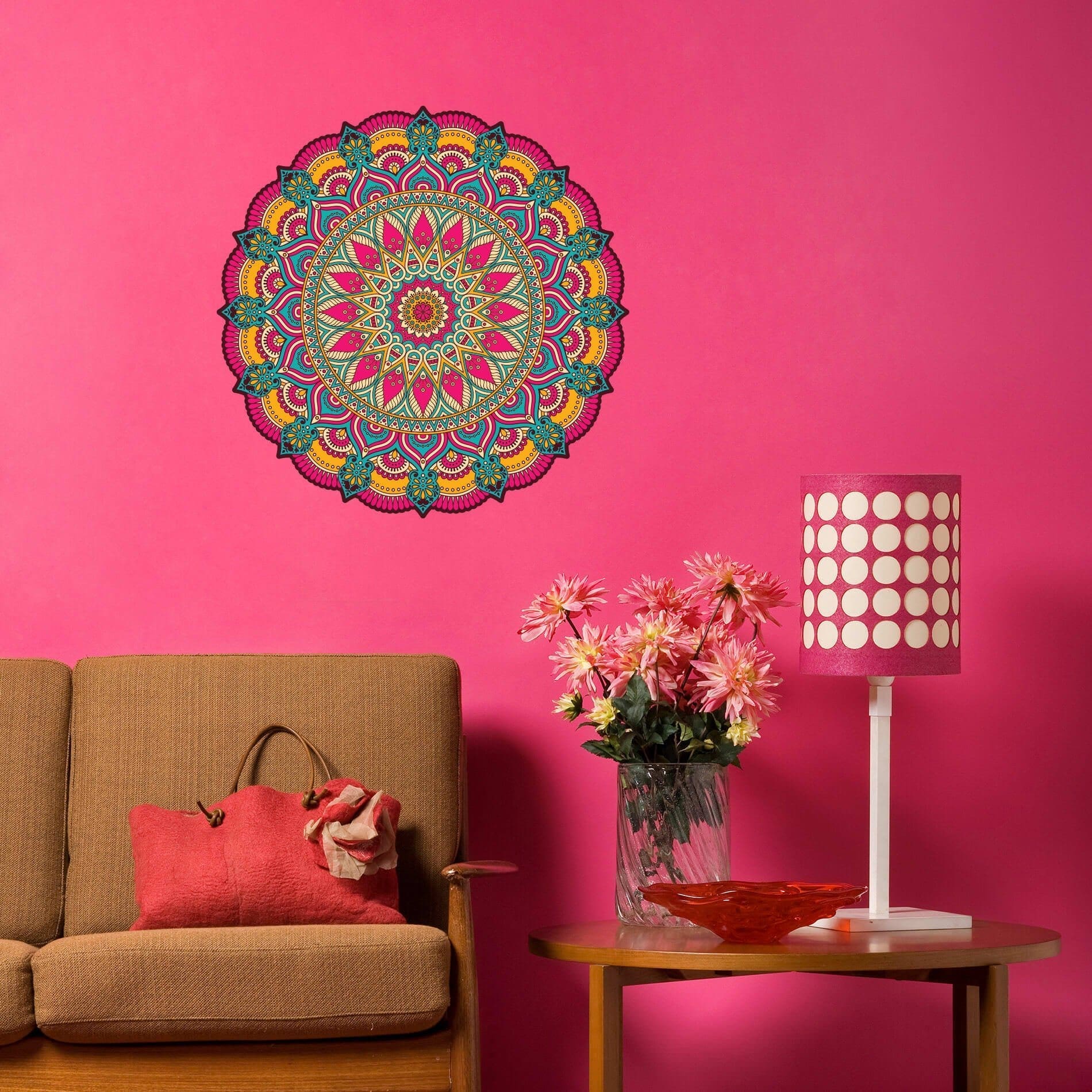 Adesivo de Parede para Sala Mandala Folhas