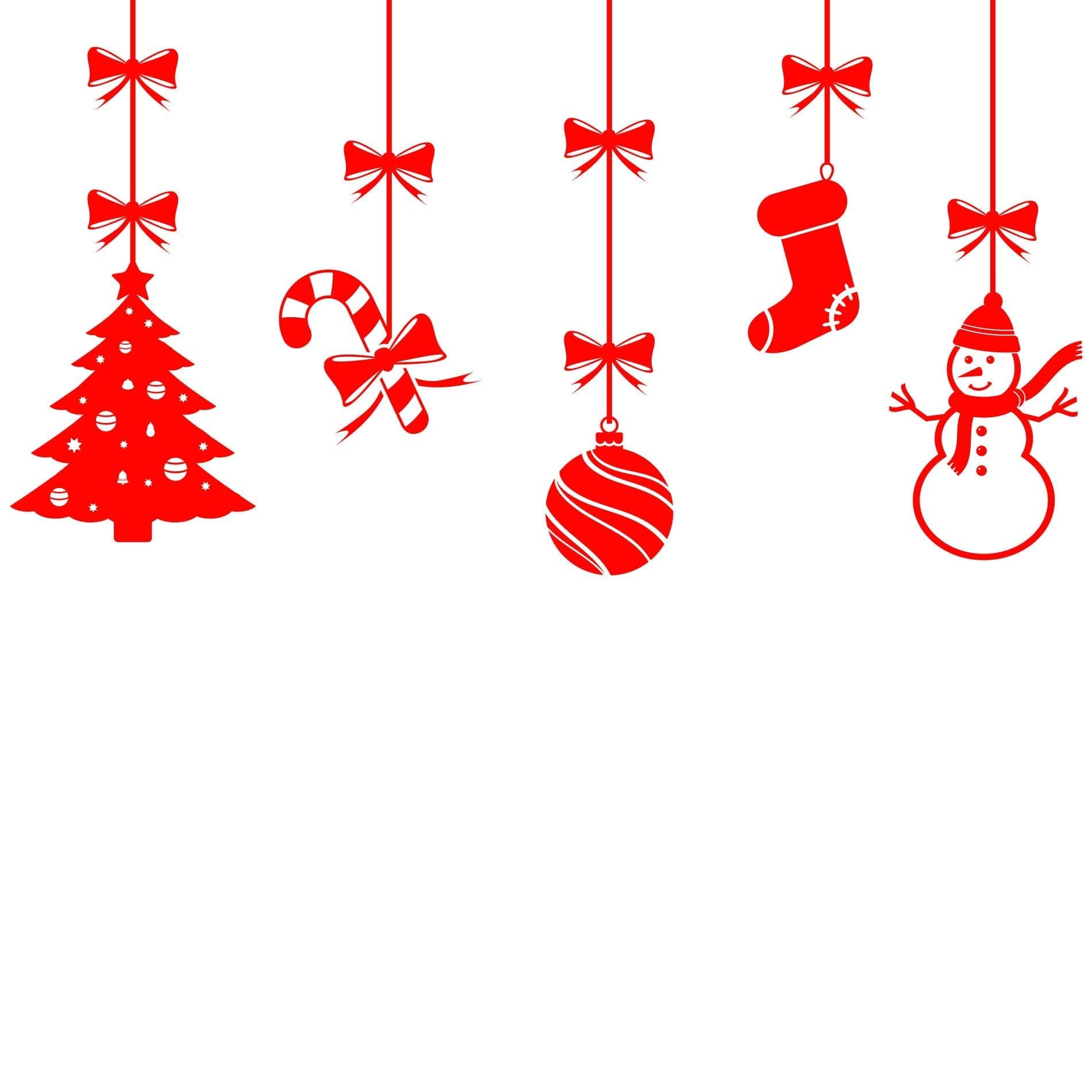Adesivo de Porta e Parede Natal Enfeites Pendurados