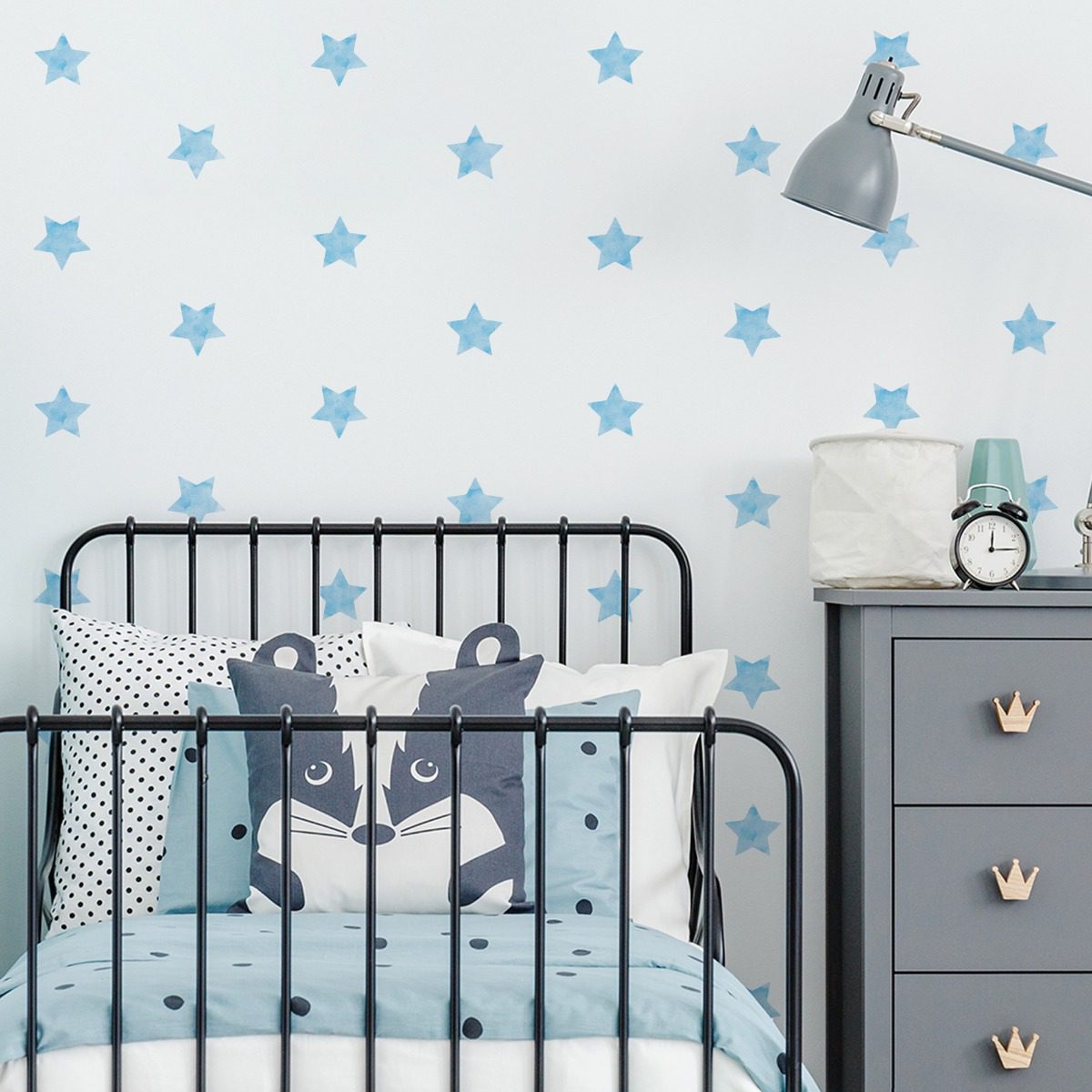 Adesivo de Parede Estrelas Aquarela Azul 54un