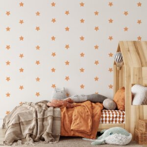 Adesivo de Parede Estrelas Aquarela Laranja 54un