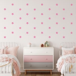 Adesivo de Parede Estrelas Aquarela Rosa 54un