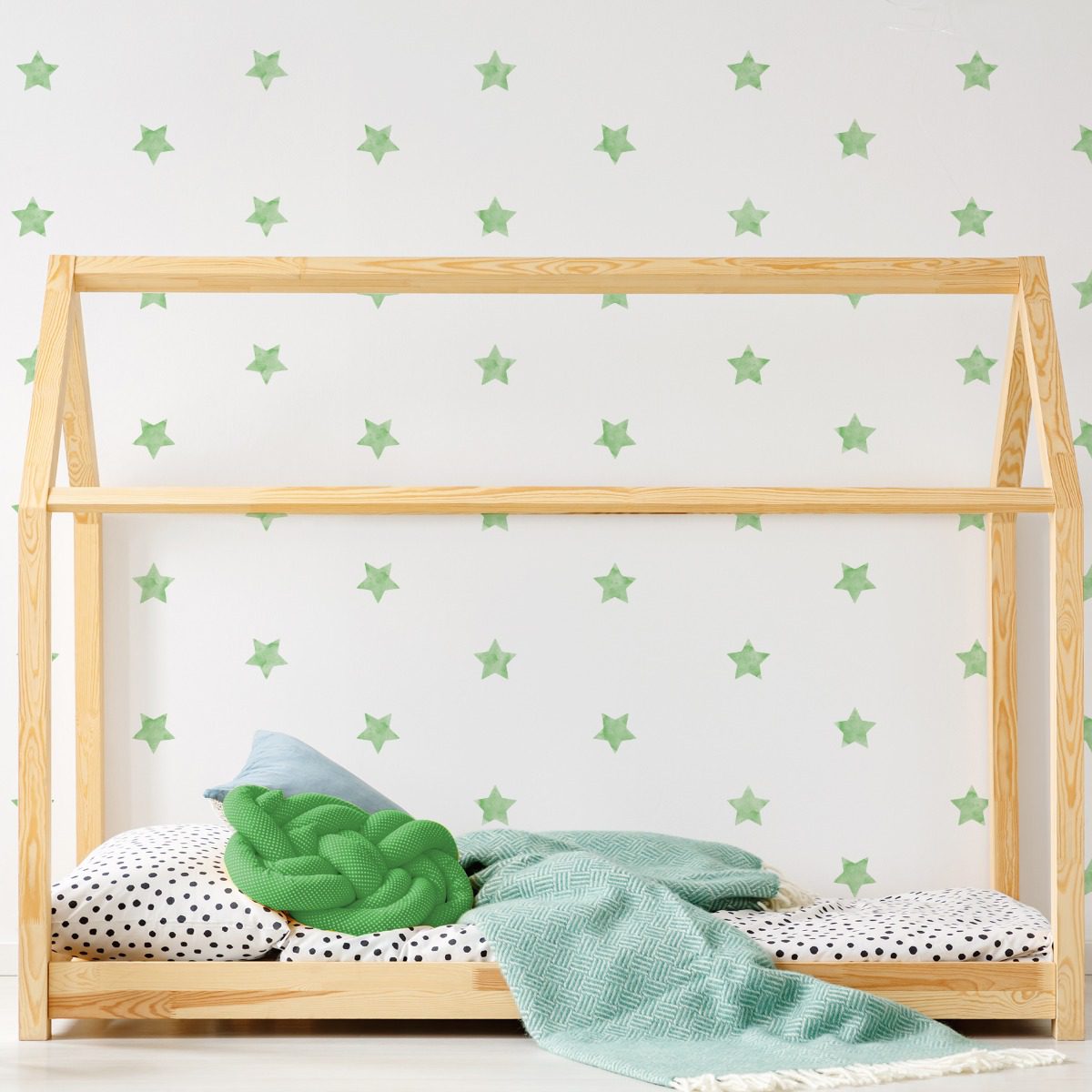 Adesivo de Parede Estrelas Aquarela Verde 54 un