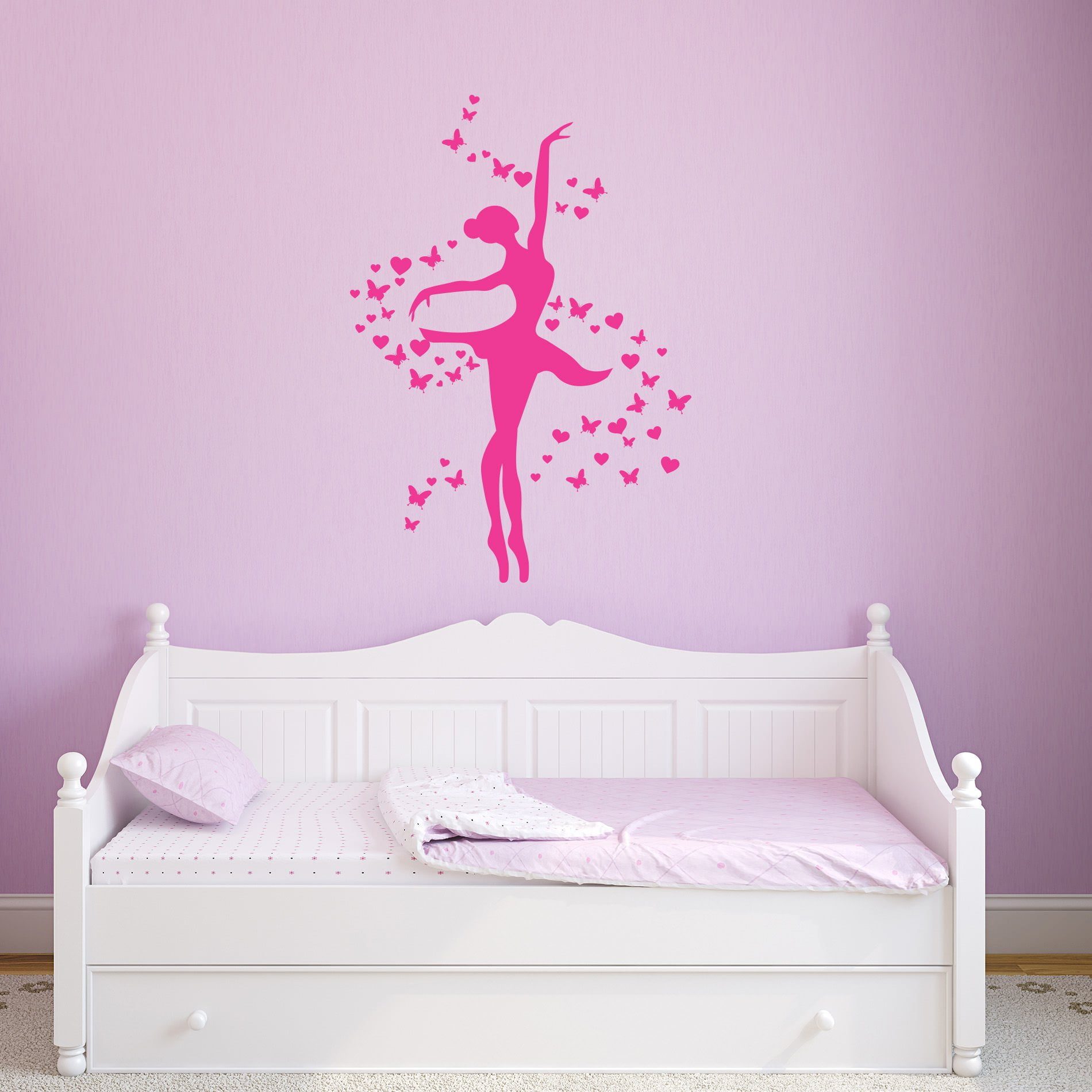 Adesivo de Parede Bailarina Rosa para Quarto de Menina