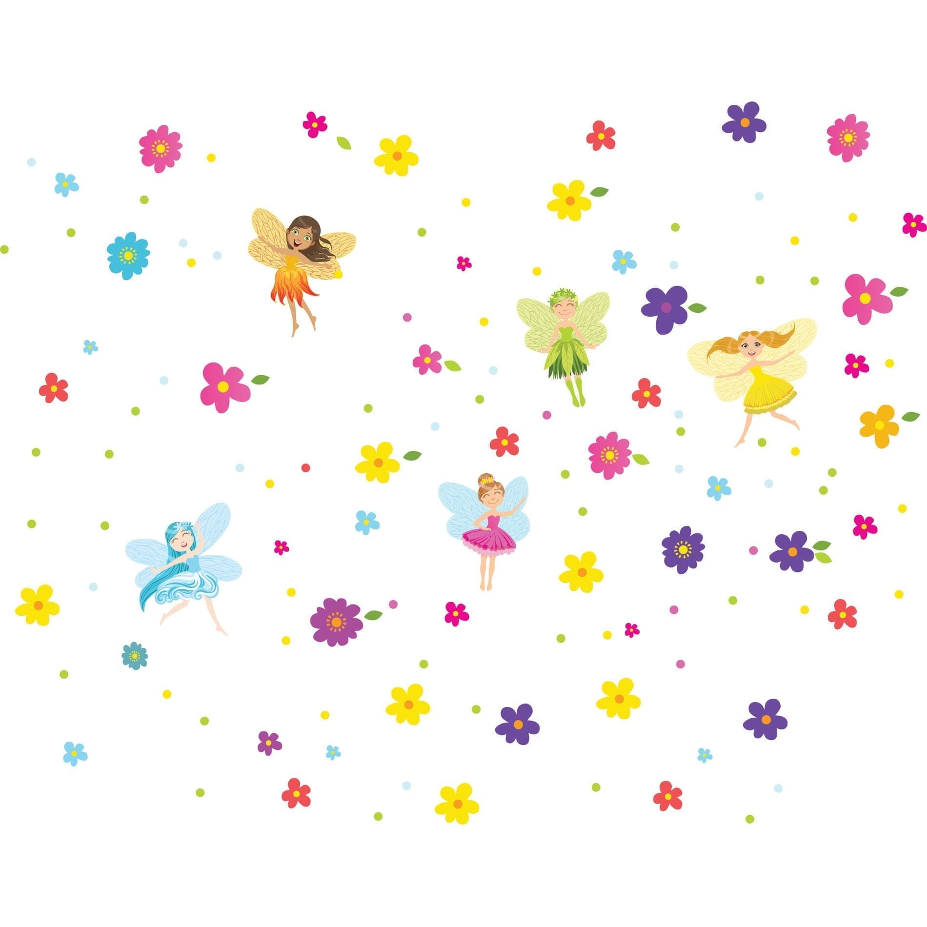 Adesivo de Parede Infantil Fadas e Flores