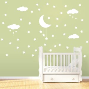 Adesivo de Parede Nuvens, Lua e Estrelas