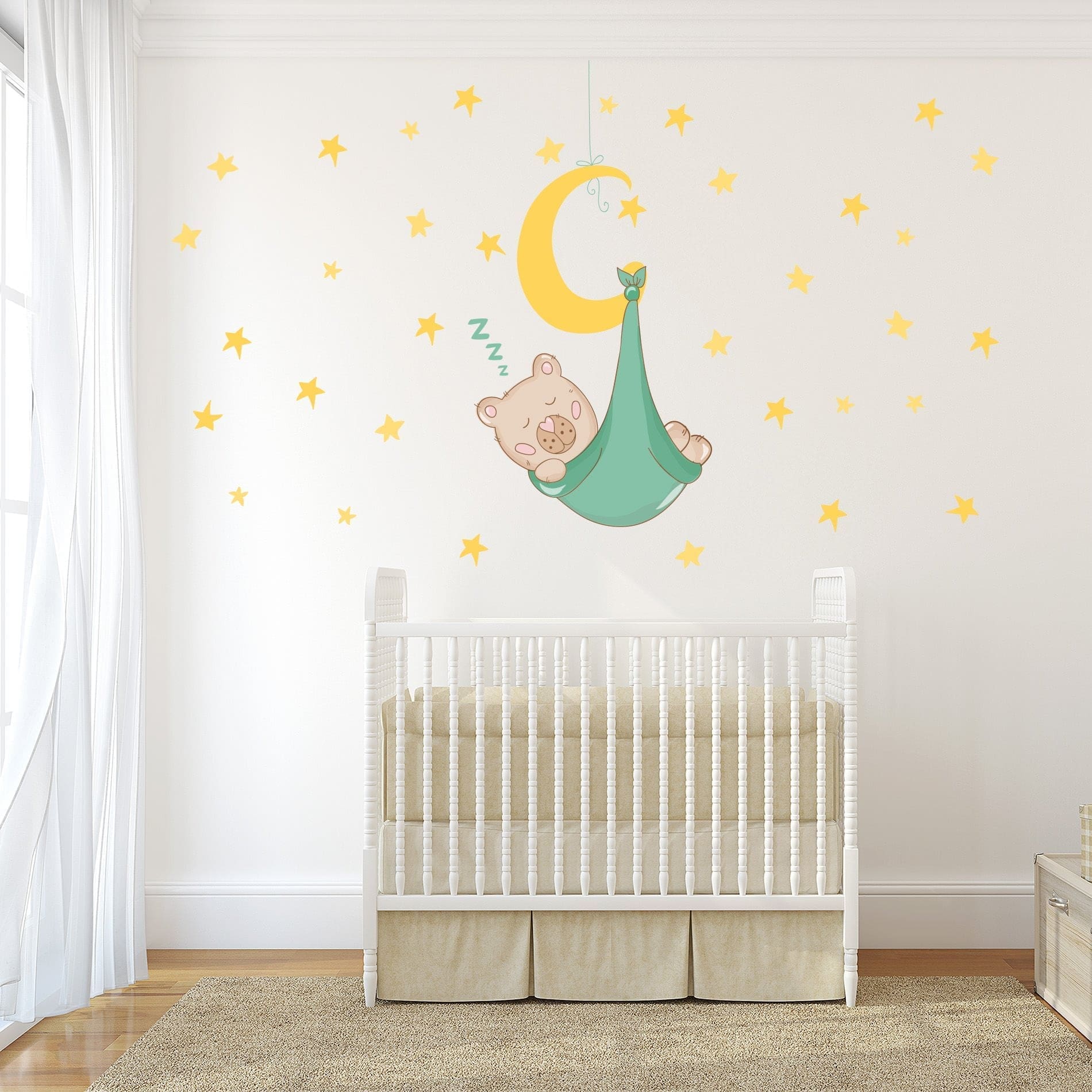 Adesivo Parede Infantil para Quarto Urso e Estrelas