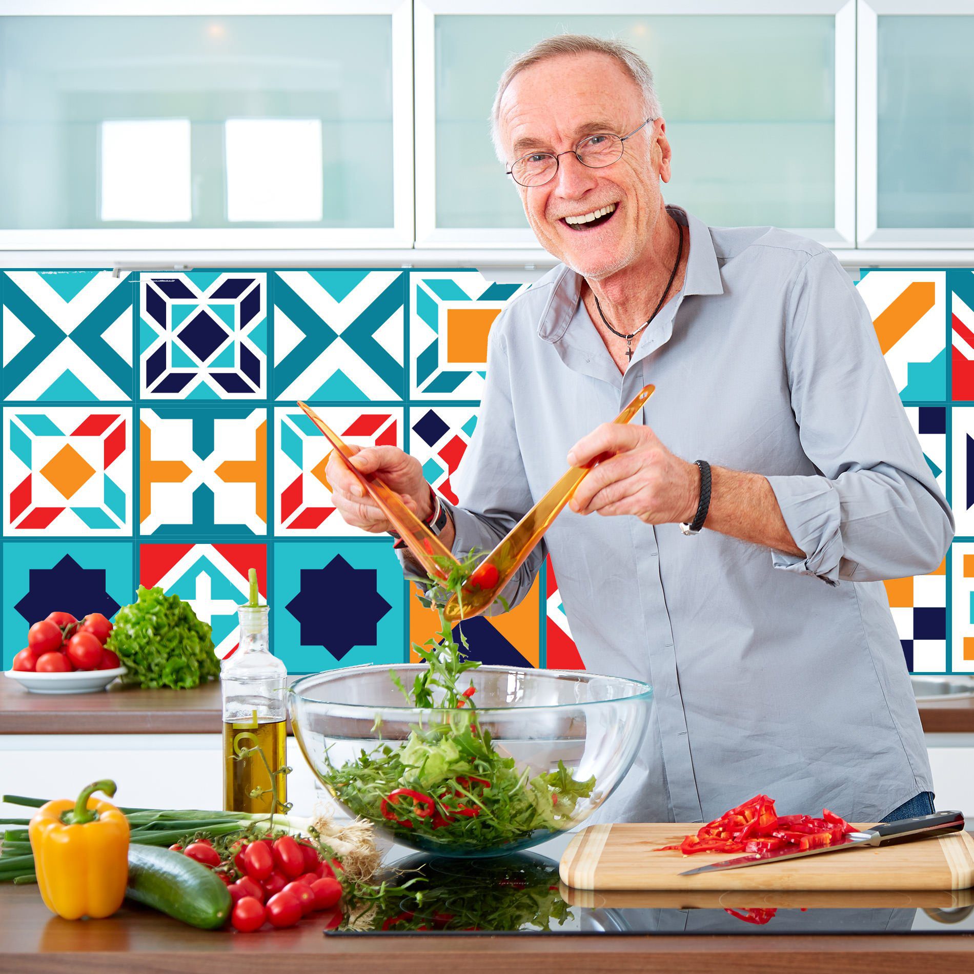 Adesivo Quadriculado para Azulejo Madri