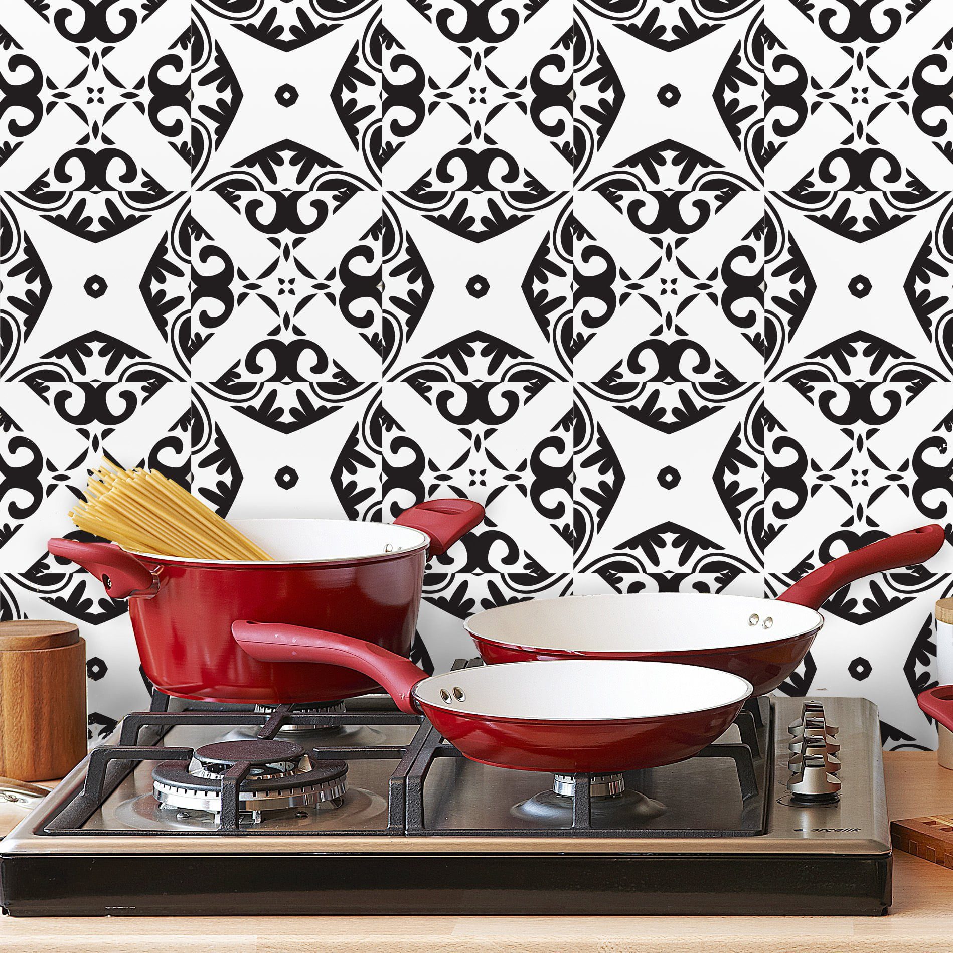 Adesivo de Azulejo Preto e Branco Mirandela 