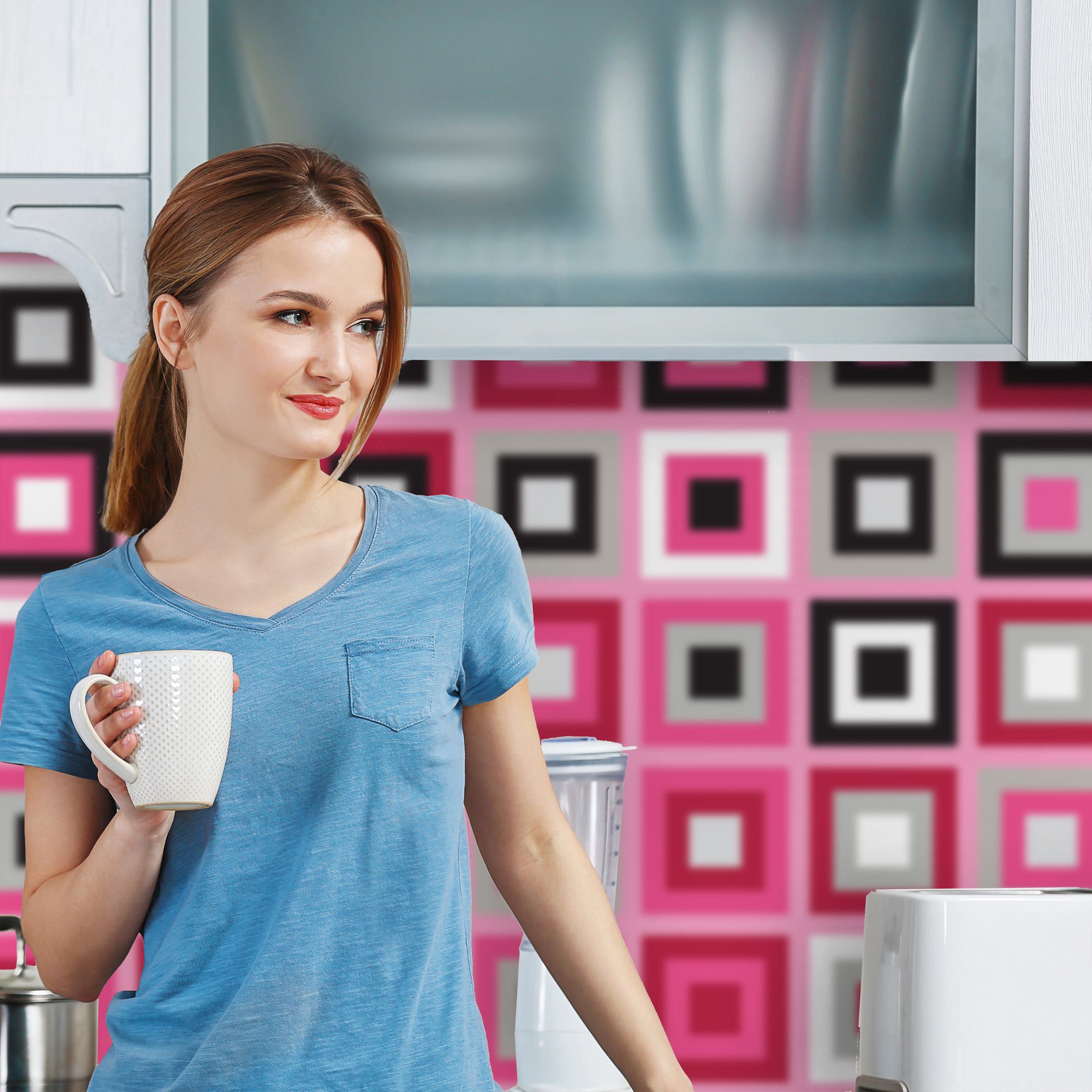 Adesivo de Azulejo Rosa para Cozinha