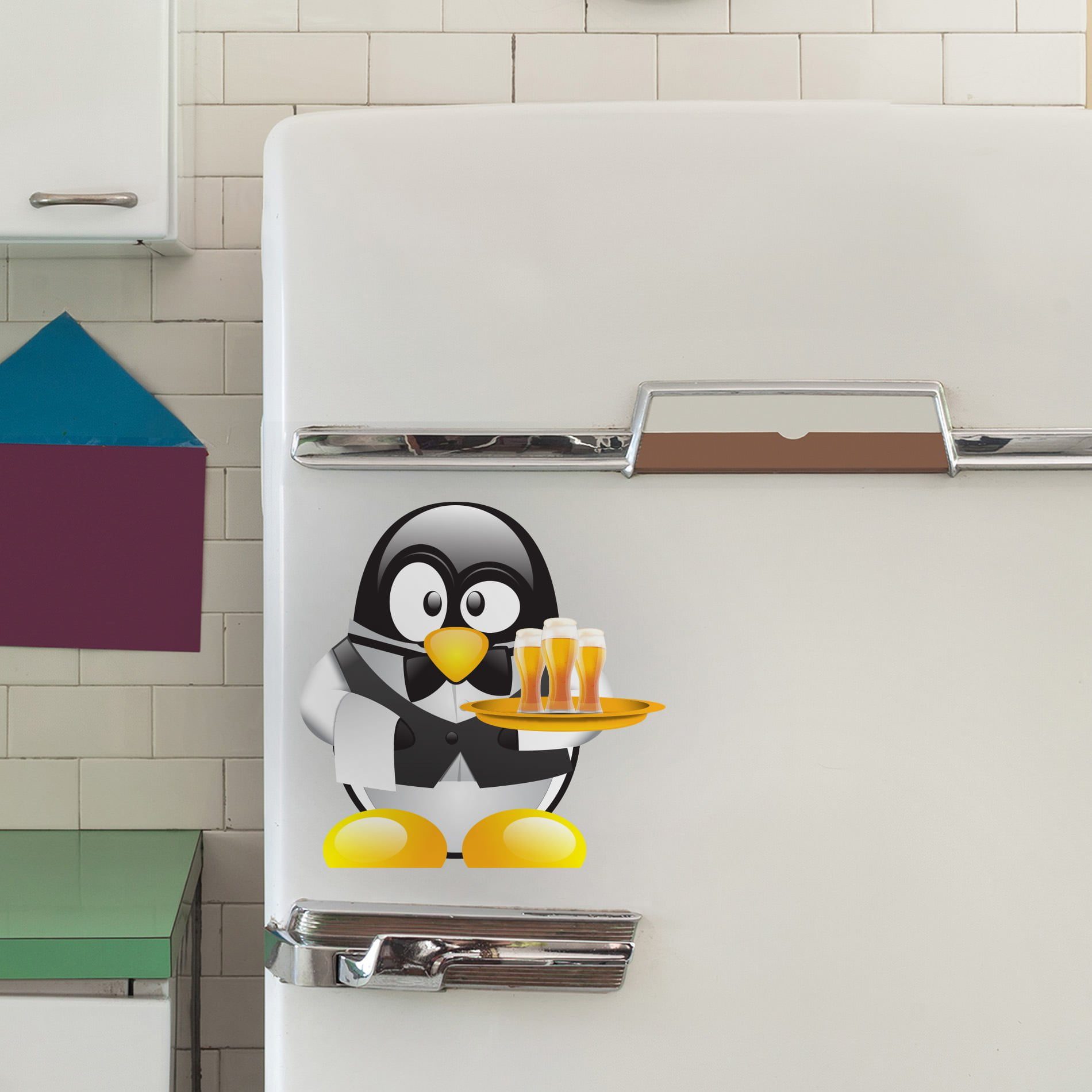Adesivo de Geladeira Pinguim Cerveja 25x25