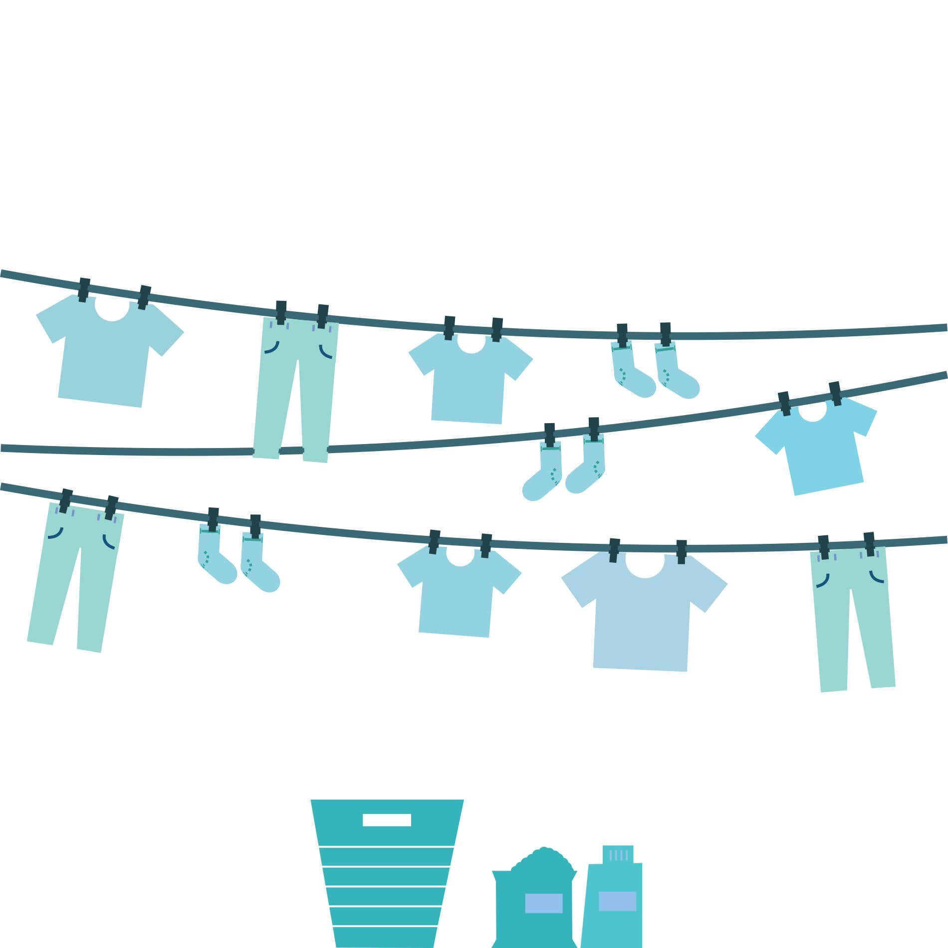 Adesivo de Parede Varal Charme Azul