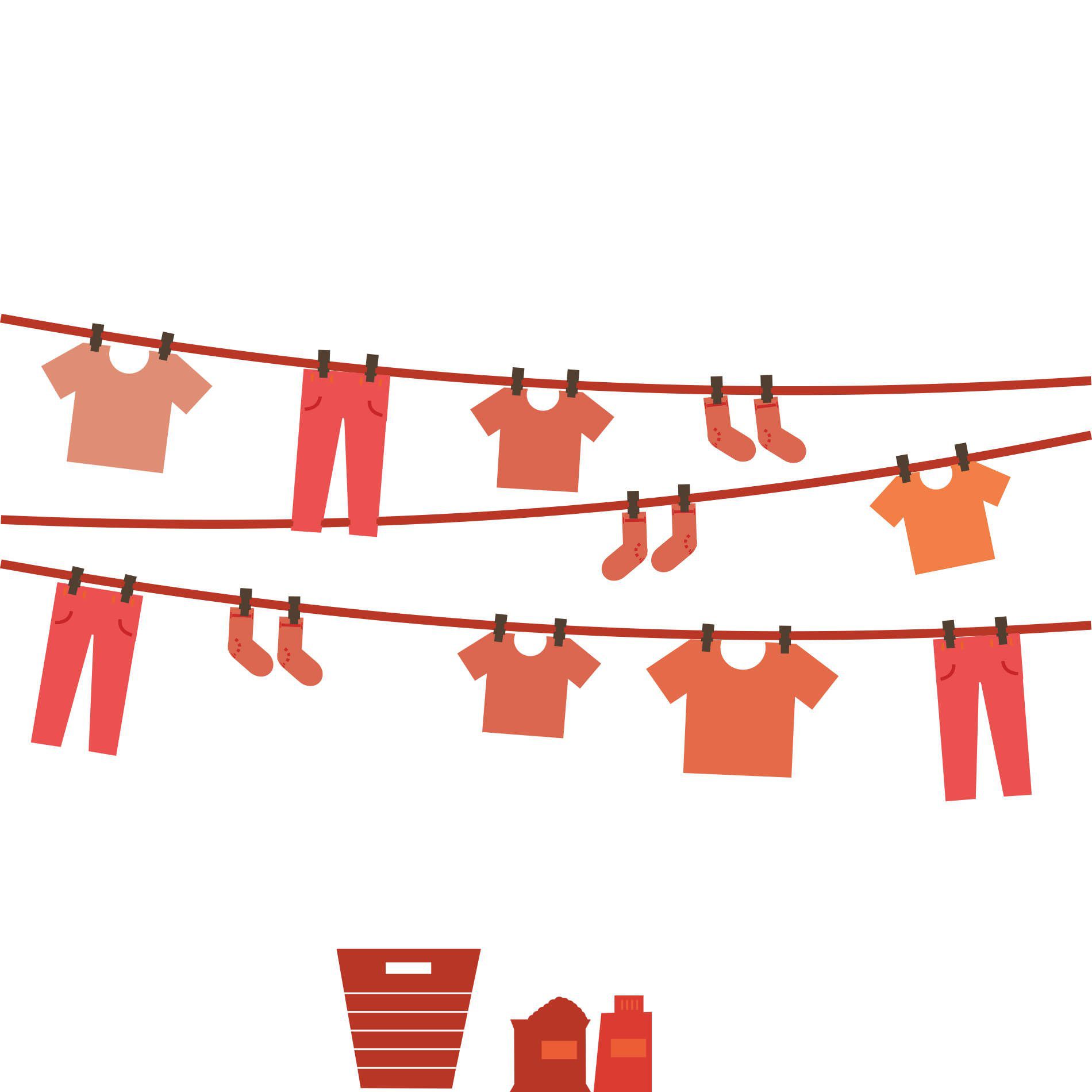 Adesivo de Parede Varal Charme Vermelho