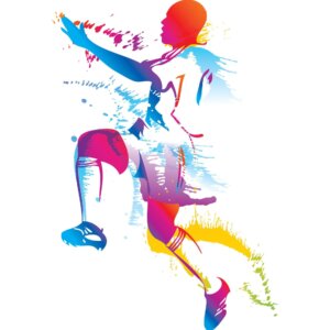 Adesivo de Parede de Futebol com jogador colorido em fundo branco