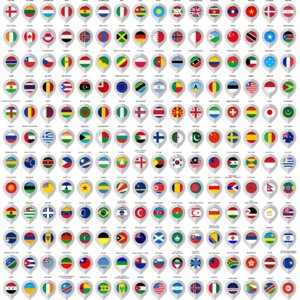 Adesivo de Parede Cartela de Pin Países