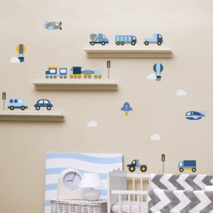 Adesivo de Parede Carrinhos para Quarto de Menino Cobre 1,3m²