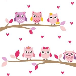 Adesivo de Parede Infantil Corujinhas no Galho