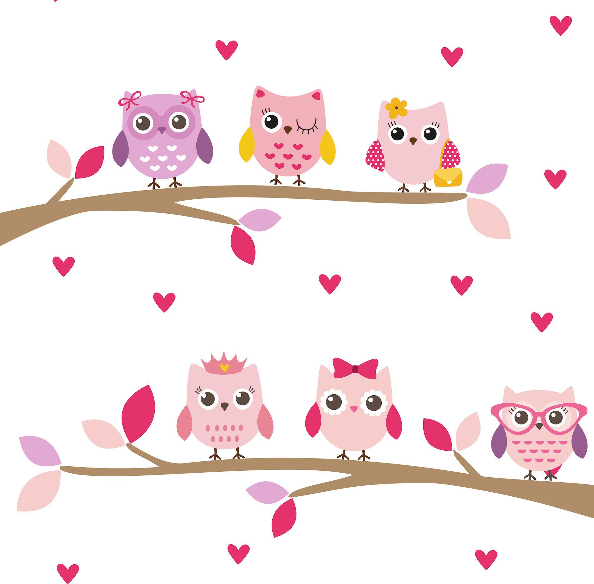 Adesivo de Parede Infantil Corujinhas no Galho