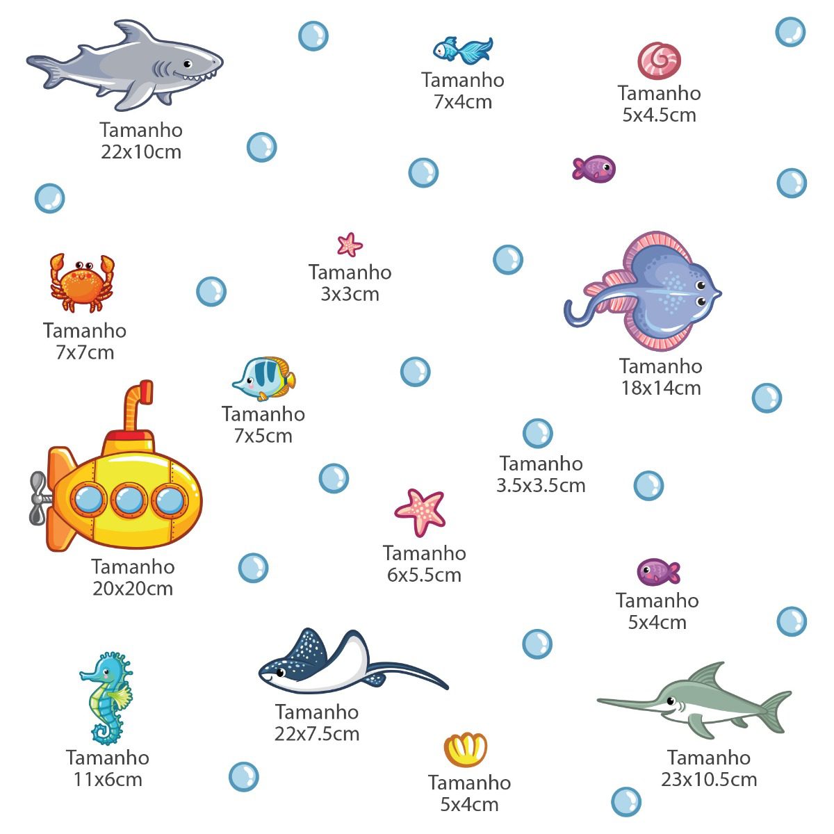 Adesivo de Parede Fundo do Mar Turma do Tubarão Cobre 1m²