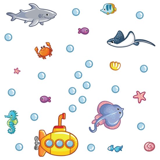Adesivo de Parede Fundo do Mar Turma do Tubarão Cobre 1m²