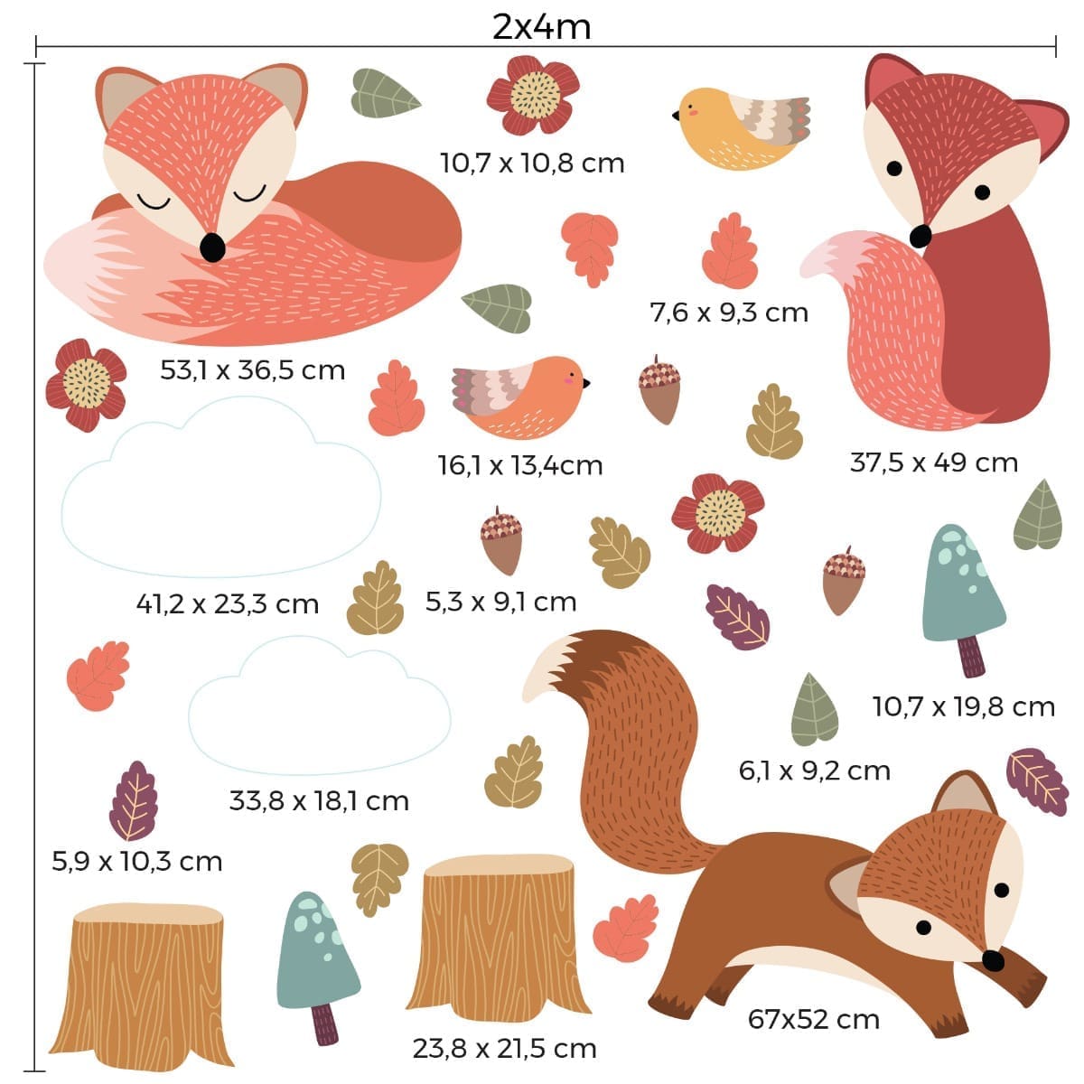 Adesivo de Parede Infantil Raposinha 2m x 4m