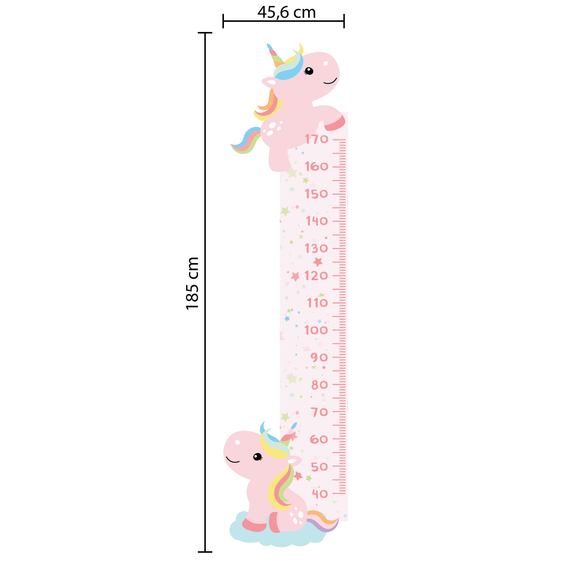 Adesivo de Parede Infantil Régua Unicornio Rosa