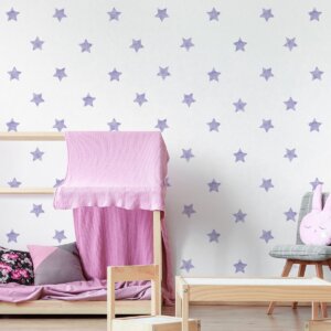 Adesivo de Parede Estrelas Aquarela Lilás 54un