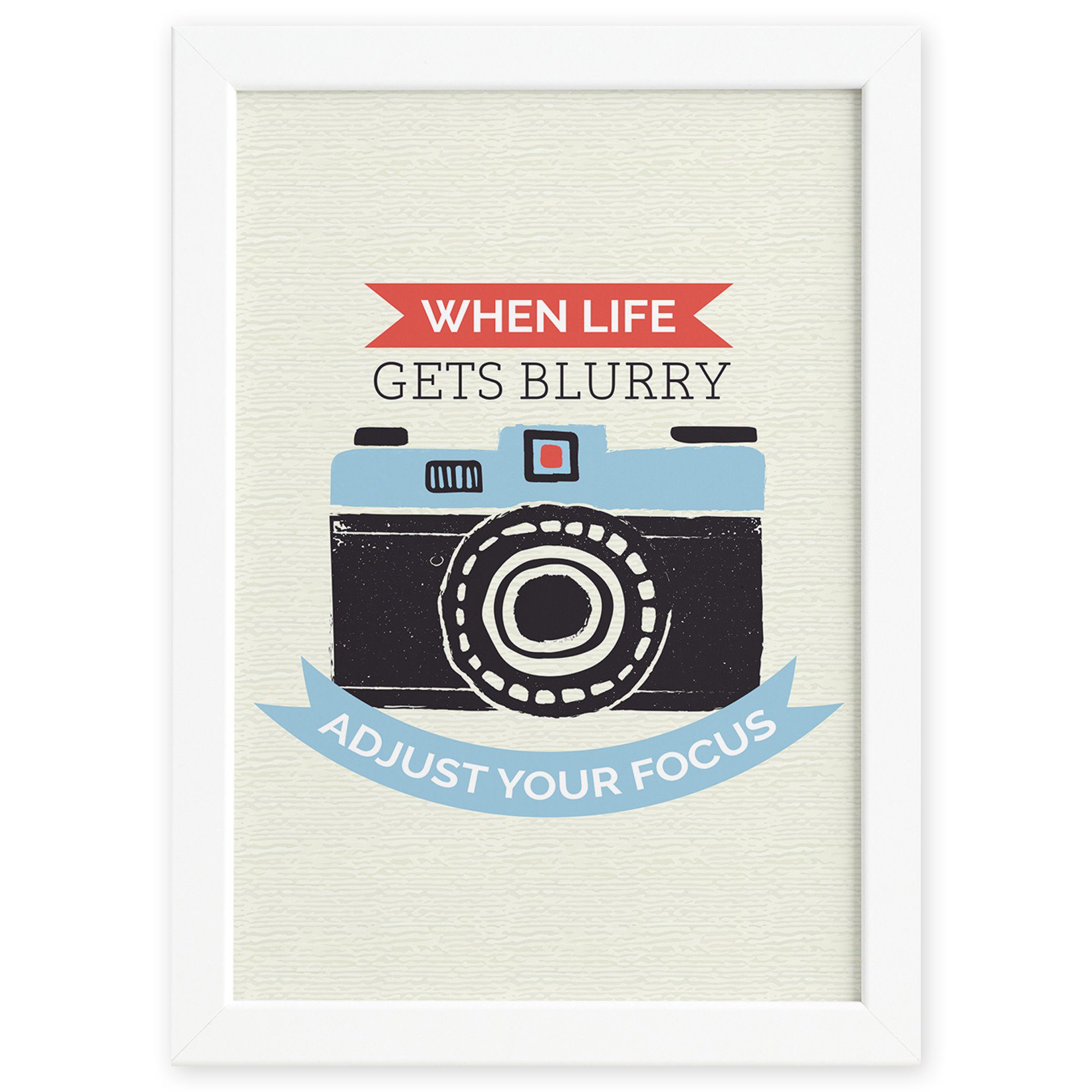 Quadro com Frase Câmera Vintage Moldura Branca