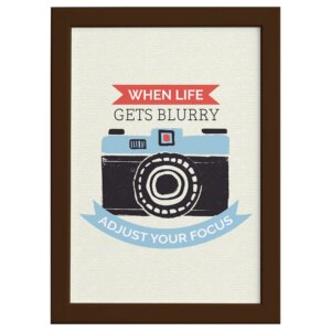 Quadro com Frase Câmera Vintage Moldura Marrom
