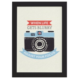 Quadro com Frase Câmera Vintage Moldura Preta