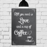 Placa Decorativa MDF Café e Amor 30x40