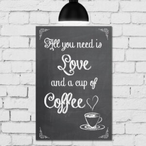 Placa Decorativa MDF Café e Amor