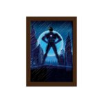 Quadro Super Heróis Geek Azul Estrela Moldura Marrom 33x43cm