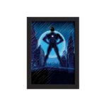 Quadro Super Heróis Geek Azul Estrela Moldura Preta 22x32cm