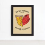 Quadro Cozinha Frase Amo Pizza Moldura Preta 22x32cm