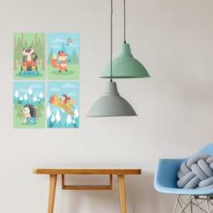 Placas Decorativas Animais Viajantes 20x30cm Kit 4un,Placas Decorativas Animais Viajantes 20x30cm Kit 4un