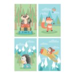 Placas Decorativas Animais Viajantes 30x40cm Kit 4un