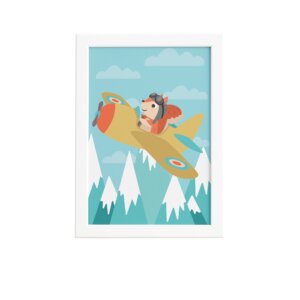 Quadro Animais Esquilo Viajante Moldura Branca 22x32cm