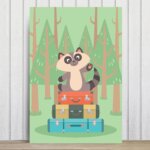Placa Decorativa MDF Animais Guaxinim Viajante 30x40cm