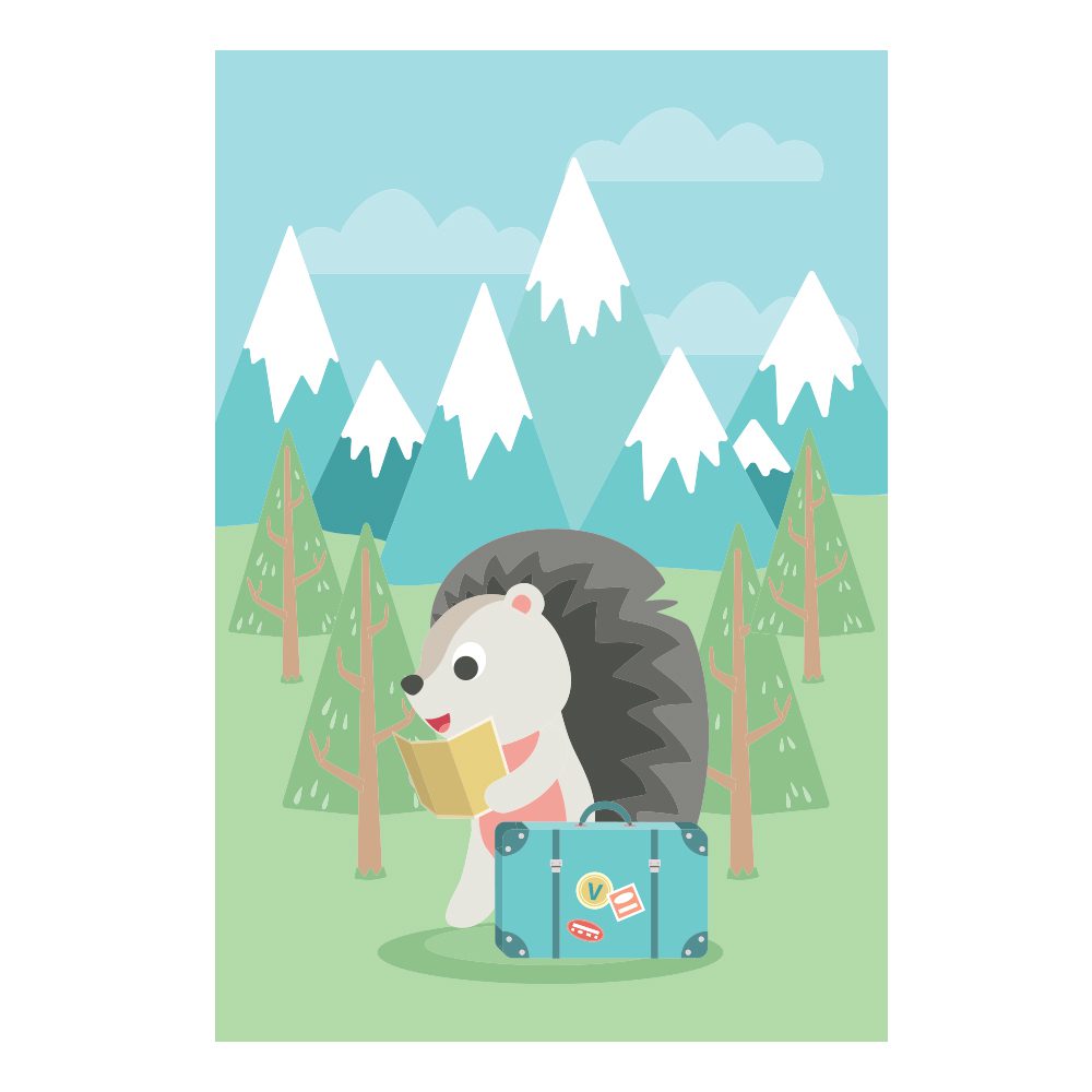 Placa Decorativa MDF Animais Porco Espinho Viajante