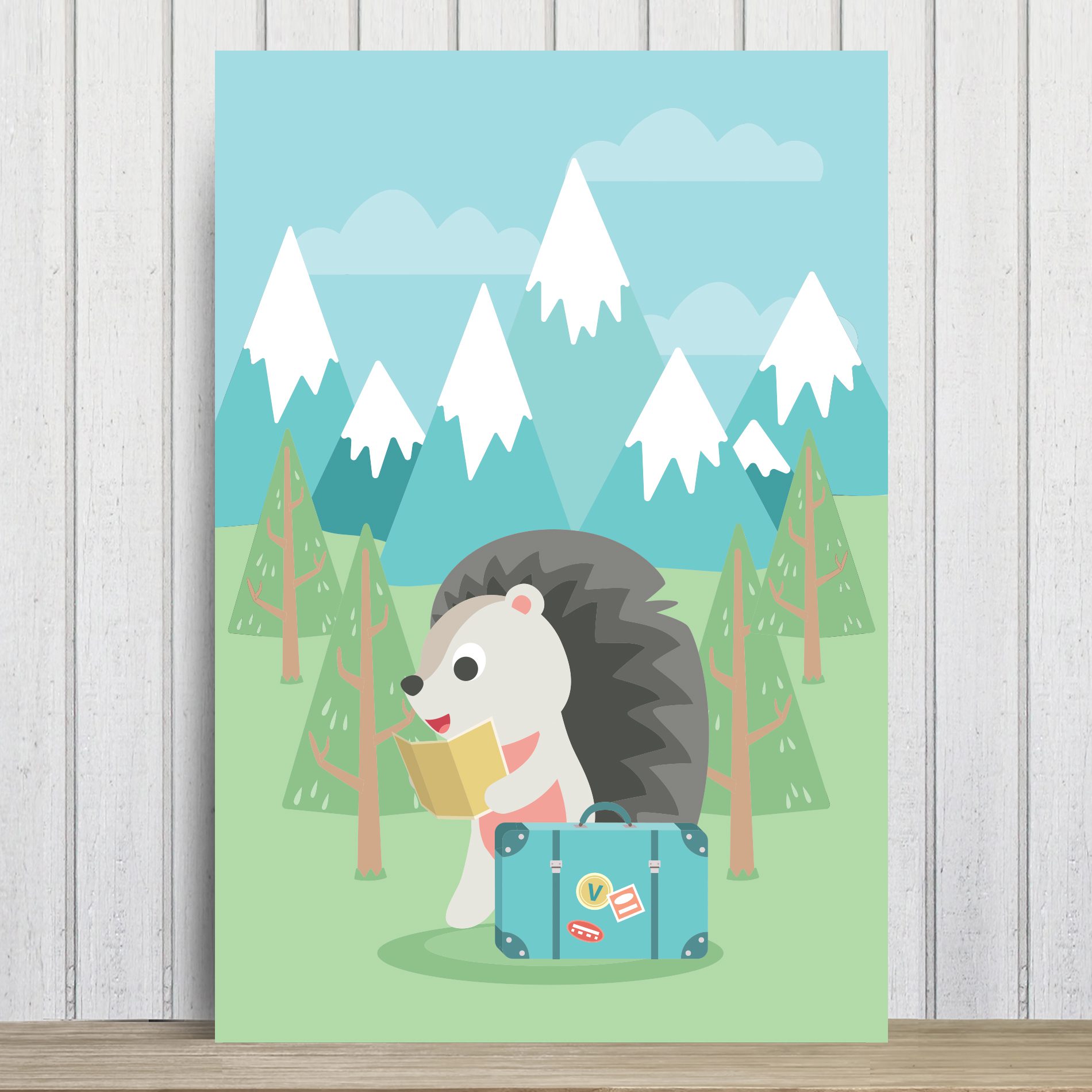 Placa Decorativa MDF Animais Porco Espinho Viajante 30x40cm