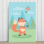 Placa Decorativa MDF Animais Raposa Viajante 20x30cm
